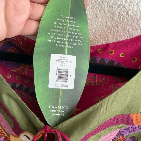 NWT FARM Rio Mixed Prints Embroidered Yoke Maxi Dress - Picture 4 of 7
